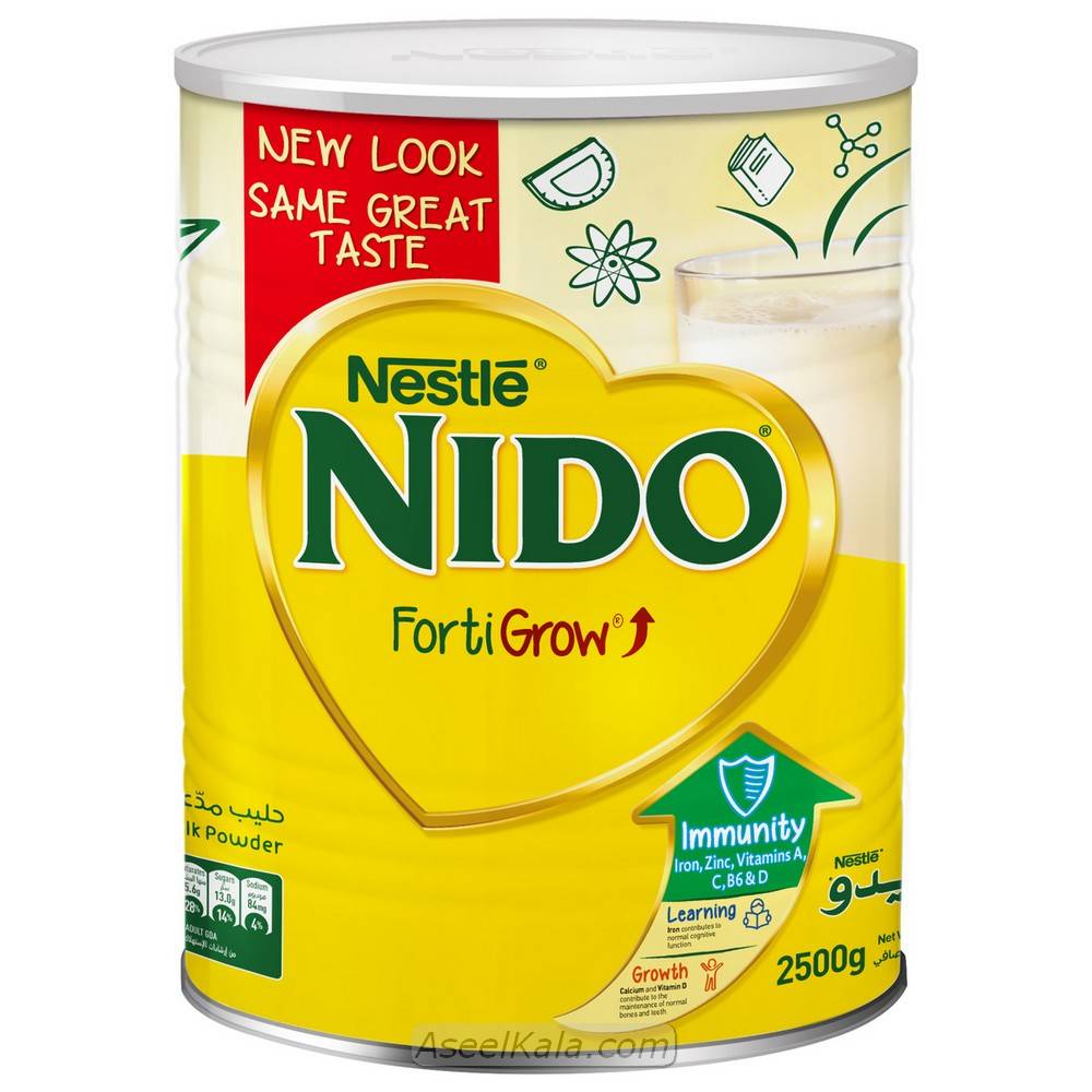 قیمت و خرید نیدو بزرگسالان NIDO وزن 2500 گرم قوطی برای چاقی صورت و بدن، بدنسازی با تمام خواص milk