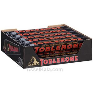 شکلات تلخ با نوگات عسل و بادام تابلرون TOBLERONE وزن ۱۰۰ گرم بسته 20 عددی