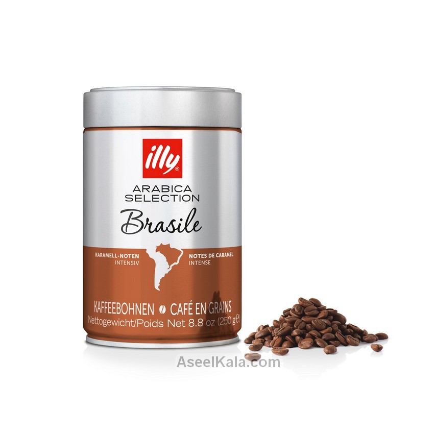 قهوه دانه الی ILLY مدل برزیلی قوطی 250 گرم