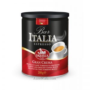 قهوه اسپرسو آسیاب شده ساکویلا SAQUELLA مدل GRAN CREMA قوطی ۲۵۰ گرم