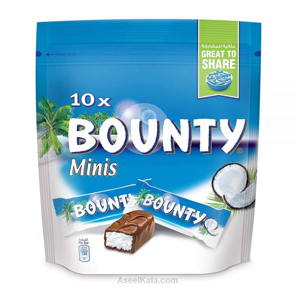 شکلات بونتی Bounty مینی پاکتی بسته 10 عددی وزن 285 گشکلات بونتی Bounty مینی پاکتی بسته 10 عددی وزن 285 گرمیرمی