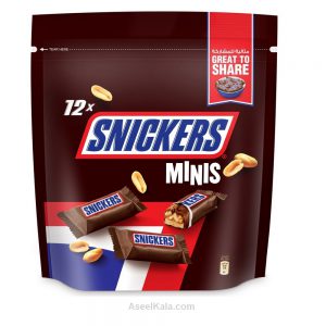 شکلات اسنیکرز Snickers مینی پاکتی بسته 12 عددی وزن 180 گرمی