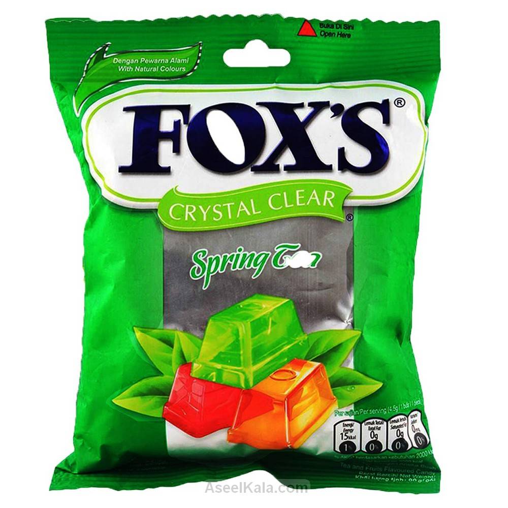 آبنبات فاکسز Fox’s پاکتی طعم چای بهاری وزن 90 گرم