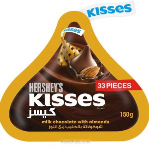 شکلات milkی با مغز بادام کیسز KISSES مدل اشکی پاکتی 150 گرم