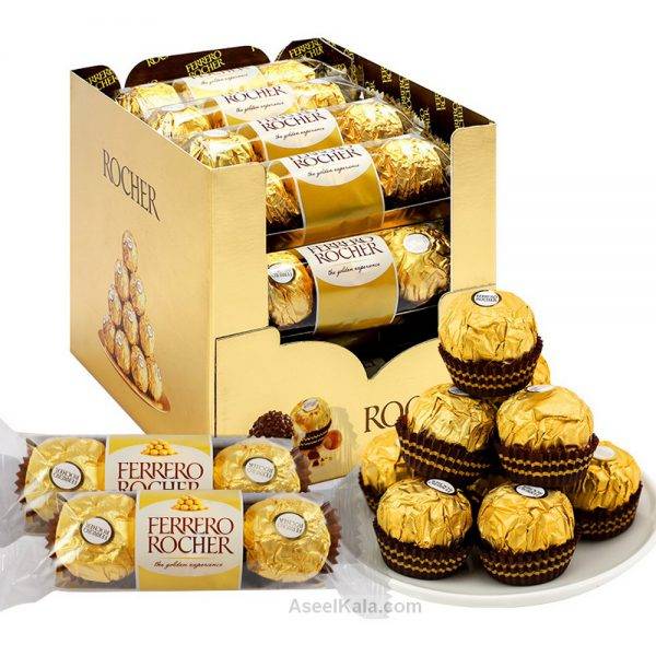 شکلات فررو روچر Ferrero Rocher شکلاتی با مغز فندق بسته ۱۶ در ۳ عددی