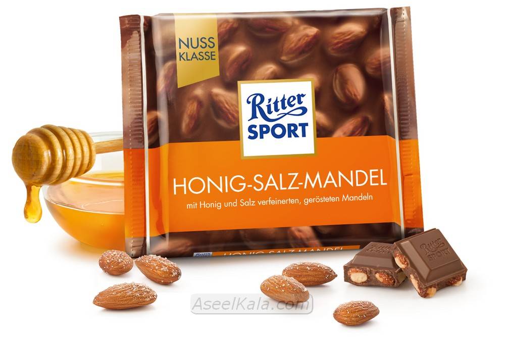 شکلات ریتر اسپرت Ritter Sport با طعم Honey Salt Almond وزن 100 گرم