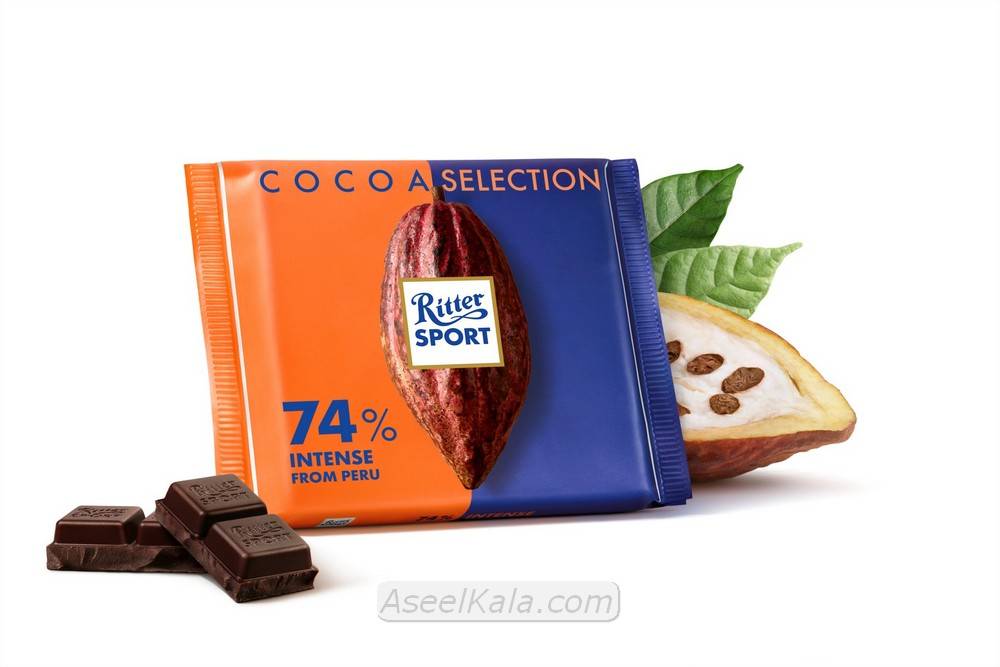 شکلات ریتر اسپرت Ritter Sport با طعم Cocoa 74% Peru وزن 100 گرم