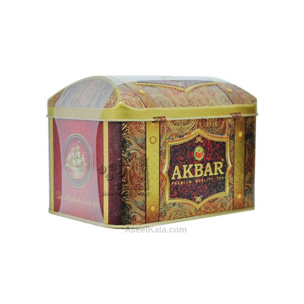 چای اکبر AKBAR صندوقی قوطی فلزی 250 گرم با طعم توت فرنگی