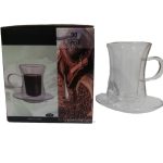 فنجان و نعلبکی کمر باریک پیرکس حجم 90 میل ست 6 عددی