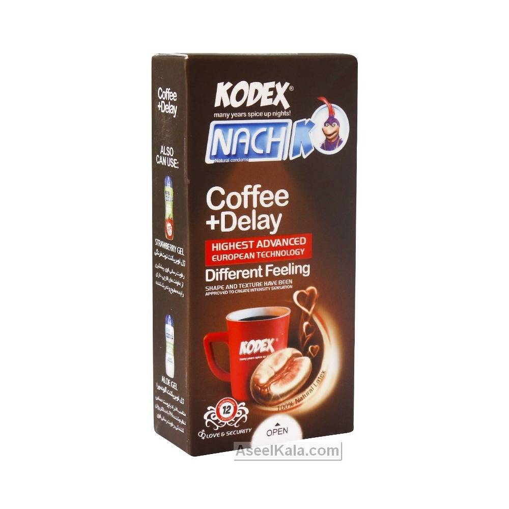 قیمت و خرید کاندوم ناچ Nach تاخیری کافیین دار کدکس مدل Coffee Delay بسته 12 عددی