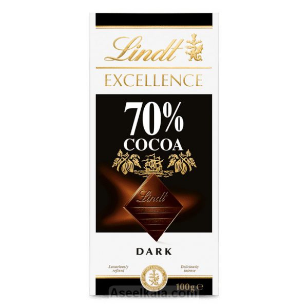 مشخصات ، قیمت و خرید شکلات تلخ لینت Lindt مدل 70% کاکائو 100 گرم