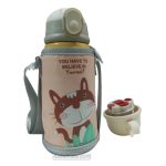 فلاسک استیل نی دار کودک با کاور برزنتی ظرفیت 750 میل