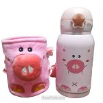 قمقمه استیل نی دار کودک با کاور عروسکی ظرفیت 350 میل