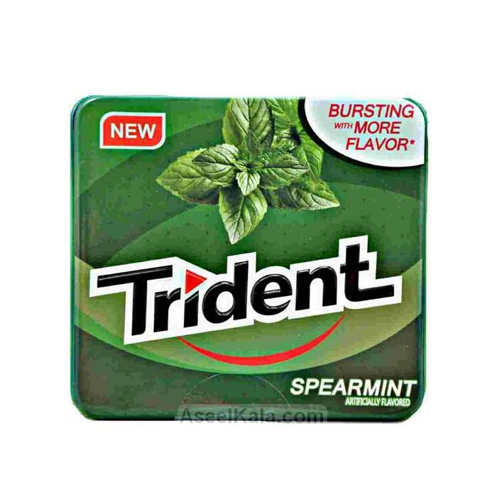 آدامس تریدنت Trident قوطی فلزی با طعم نعنا سبز تکی و بسته 12 عددی