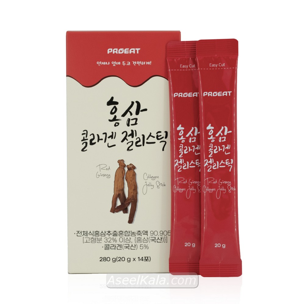خرید و قیمت ژل خوراکی کلاژن همراه با جینسینگ قرمز کره ای بسته 14 عددی