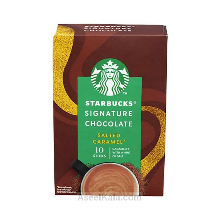 مشخصات ، قیمت و خرید هات چاکلت استارباکس Starbucks سیگناتور مدل salted caramel بسته 10 عددی