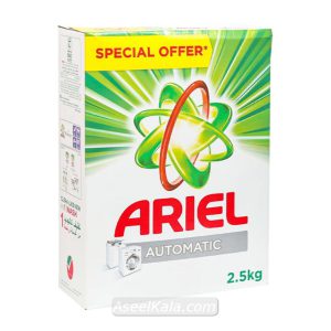 قیمت، خرید، فواید و طریقه استفاده پودر ماشین لباسشویی آریل سبز Ariel وزن 2.5 کیلویی