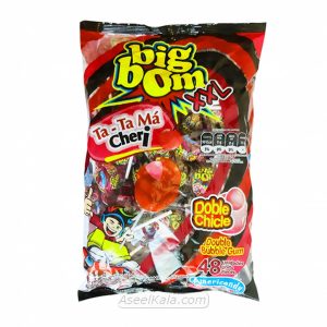 آبنبات چوبی بیگ بوم گیلاسی آدامسی Big Bom بسته 48 عددی