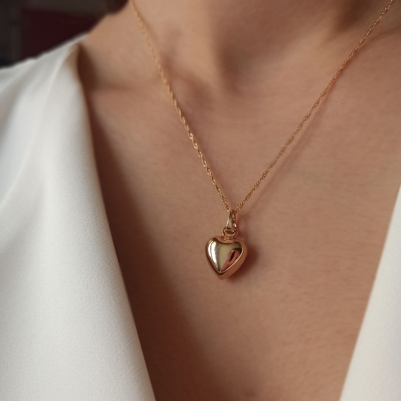 نیم ست گردنبند و گوشواره قلبی توپر 