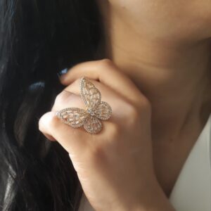 Butterfly Design Gold Ring Xp Brand